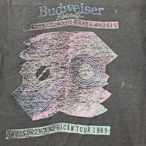 Vtg Rolling Stones Size L T-Shirt Steel Wheels Tour 1989 Budweiser Single Stitch